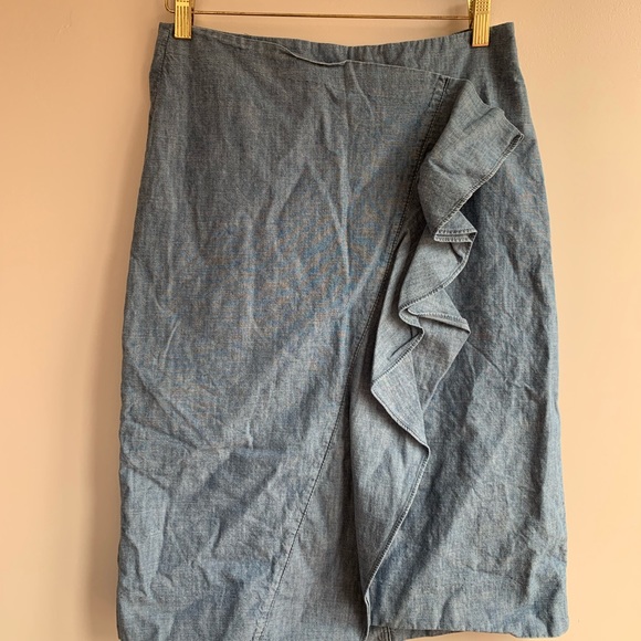 J. CREW chambray faux wrap pencil skirt - Picture 1 of 3